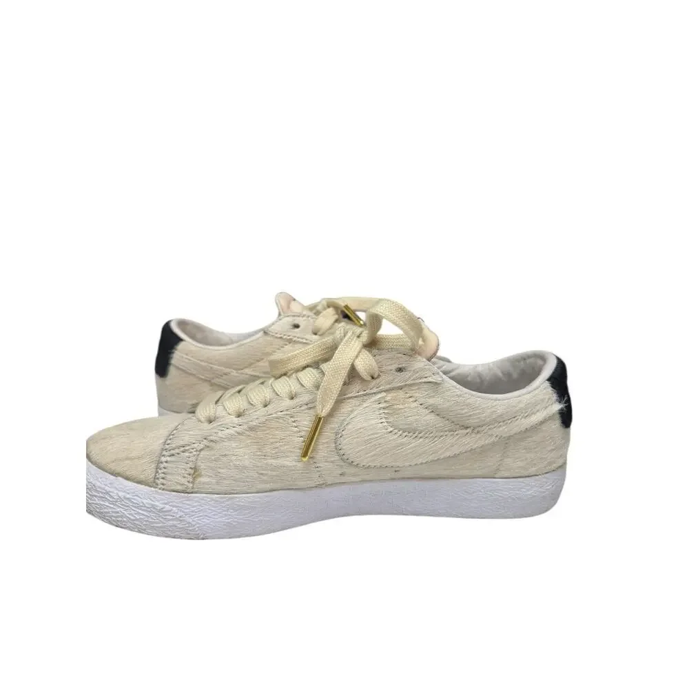 Nike SB Blazer‎ Bearbrick Pony Hair Cream Sneakers Mens 7.5 Womens 9